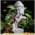 livelyfish Meditating Buddha Statue Zen Garden Statues Sandstone Thinker Buddha Sculpture Figurine for Fish Tank Aquarium Home Decorations, Gift (Large) - size: Large