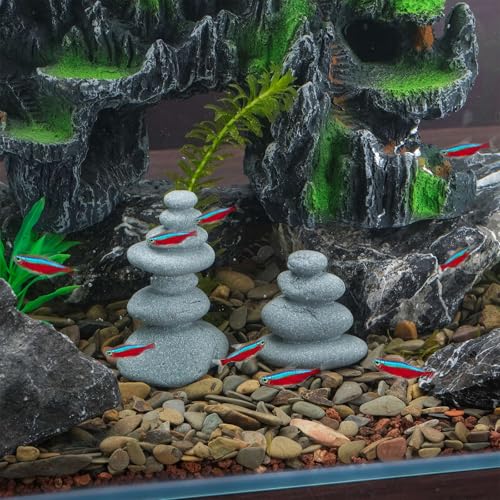 Mini Stacking Rock Stone Decor Stacked Stone Sculptures Zen Cairn Statue Realistic Ornament for Garden, Fish Tank Home Office