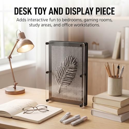 MICKYU 3D Pin Art Board, Large Metal Pin Impression Toy for Kids Teens and Adults, Classic Desk Toy Sculpture Board for Handprints, Shapes and Objects, Office Novelty Gift, 6 x 8 Inch