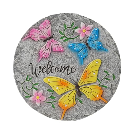 Butterfly Garden Stepping Stones Outdoor - Decorative Cement Pathway Pavers with 3D Butterfly Design Lawn Garden Décor Unique Gardening Gift for Grandma 0.75 * 10 * 10 Inch - color: Yellow3