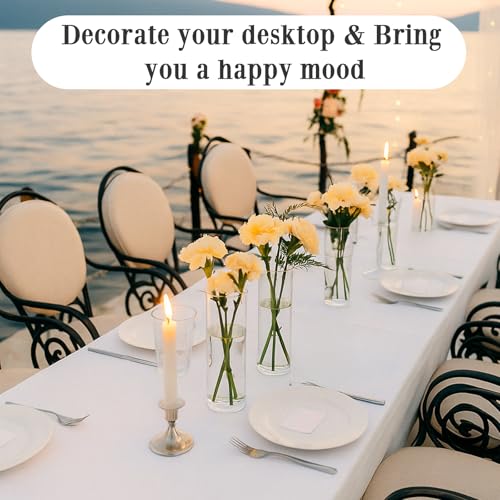 Tigvio 16 Pack 5.9" Tall x 1.8" Diameter Clear Glass Cylinder Vases - Multi-Use Flower Vase, Hurricane & Floating Candle Holders for Wedding Centerpieces, Home Decor, Table Displays - size: 16 Pc (5.9" x 1.8")