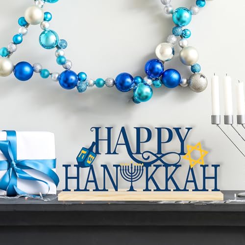 COCHIE Metal Happy Hanukkah Sign, Chanukah Menorah Turkey Table Centerpieces Decorations for Home, Office, Shelf, Mantel, Indoor, Jewish Festival Candles Party Supplies Decor (Hanukkah) - style: Hanukkah