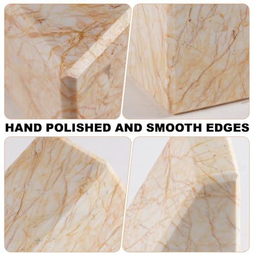 Marble Bookends，Natural Decorative Bookend for Shelves, Non-Skid Book End for Heavy Books, Idea Book Stoppers & Holder for Desk Bookshelf Decor, Modern Home Decor Cream Color Book Ends, Set of 2 - color: Turkey-cream Color