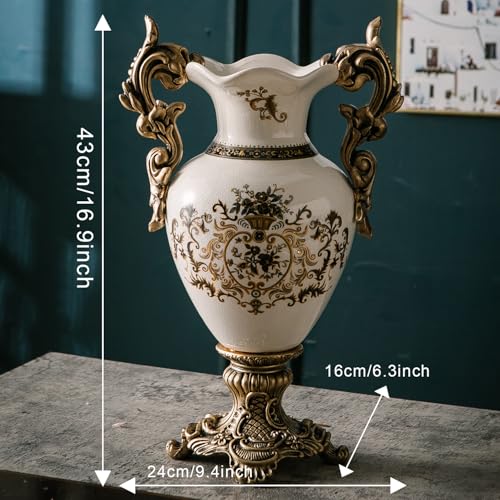 Tall Table Modern Vase,Large Ceramic Flower Vases for Shelf Home Decor,Creative Classic Pink Vase 16.5 inch,Sophisticated Vessel for Decorative Branches and Dried Flower. (Art Pattern) - color: Art Pattern