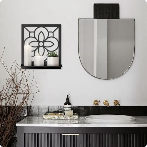 Abstract Candle Wall Holder, Pastoral Bathroom Wall Art for Living Room Bedroom Bathroom (2 Pack 11.8 x 13 in) - color: Black- Pastoral