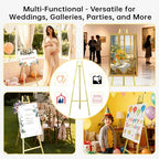 Gold Easel Stand for Wedding Signs,No Assembly Needed-46.7' Heavy Duty Adjustable Wedding Easel with Tool-Free Knobs&Adjustable Chains, Fits Welcome Signs, Posters, Paintings, Events & Art Displays