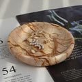 Natural Marble Travertine Ring Dish Jewelry Tray 5.5" for Women, Marble Trinket Dish for Key Earring Nightstand, Mother's Day Engagement Birthday Gift - Pink Marble - color: Pink Marble