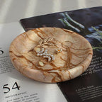Natural Marble Travertine Ring Dish Jewelry Tray 5.5" for Women, Marble Trinket Dish for Key Earring Nightstand, Mother's Day Engagement Birthday Gift - Pink Marble - color: Pink Marble