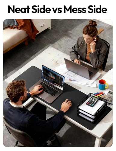 YSAGi Leather Desk Pad Protector, Office Desk Mat, Large Mouse Pad, Non-Slip PU Leather Desk Blotter, Laptop Desk Pad, Waterproof Desk Writing Pad Office and Home (Black, 35.4" x 17") - color: Black, size: 35.4" x 17"