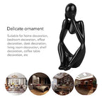 Abstract Thinker Statue | Synthetic Home Accent for Living Room/Office Desk/Bookshelf | Hollow Design Art Sculpture Collectible Present (Black Focus) - style: Black Focus