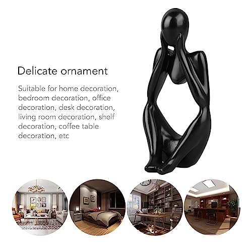 Abstract Thinker Statue | Synthetic Home Accent for Living Room/Office Desk/Bookshelf | Hollow Design Art Sculpture Collectible Present (Black Focus) - style: Black Focus