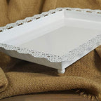 2Pcs Rectangle Iron Cupcake Serving Tray Fruit Dessert Plates for Party Anniversary Wedding Christmas Baby Shower (White) - color: White