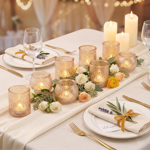 16 Pcs Gold Votive Candle Holders- Gold Centerpieces for Tables, Assorted Tealight Candle Holders for Wedding Table Decor, Rehearsal Dinner, Engagement, Birthday Party Decorations - color: Gold