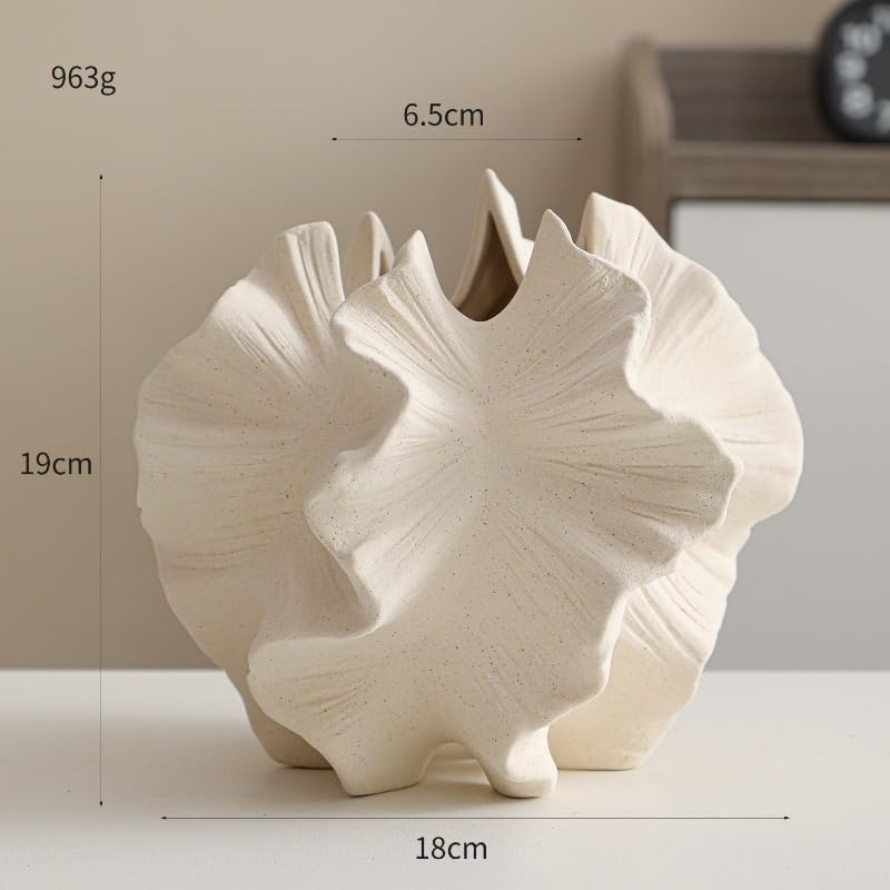 White Ceramic Vase – Nordic Minimalist Unglazed Stoneware Flower Vessel, Living-Room Centerpiece, Boho-Soft Furnishing Accent (09 Models (Large)) - color: 09 Models (Large)