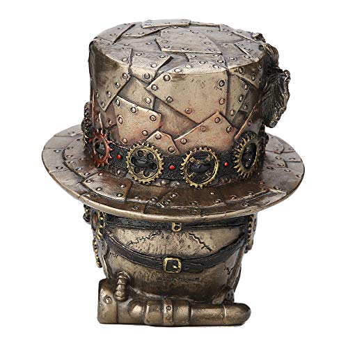 Veronese Design 4.5 Inch Steampunk Cross Bones Top Hat Motor Skull Antique Bronze Finish Sculpture Table Top Figurine