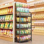 Retail Display Rack Stand, Snack Display Rack with Hooks, Metal Wire Storage Shelf, Snack Candy Display Organizer for Stores Kitchen Office(5-Tier 27.6x10.6x65.3 in)