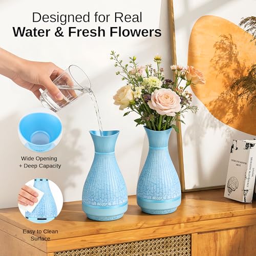 3-in-1 Vase Bluetooth Speaker With Ambient Light & White Noise, 8H Playtime, Water-Safe Flower Vase for Bedroom, Living Room Decor, Mother's Day,Birthday Gift for Women, Mom, Wife or Girlfriend - color: Blue