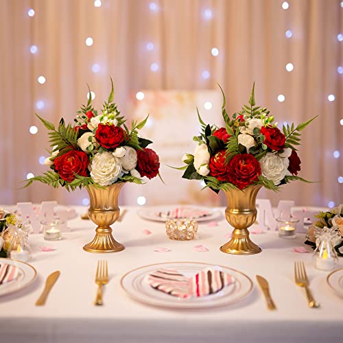 Sziqiqi Metal Flower Arrangements Pot for Wedding Table Centerpiece - Gold Planter Vase Pot for Artificial Real Flower Small Trumpet Plant Urn 6.3in - color: Gold, size: 6.3in-10pcs