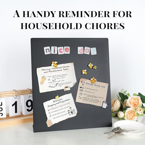 2 Pack Magnetic Board,Magnet Board,Metal Magnetic Bulletin Board,Magnet Display Stand for Home, School, Kitchen, Office (Black) - color: Black