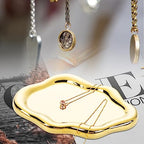 Ceramic Jewelry Dish for Women, Jewelry Tray Trinket Dish, Irregular Cloud Shape Ceramic Plate, Watch Keys Tray Ring Dish Holder for Mother's Day/Christmas/Thanksgiving/Birthday Gift(Gold) - color: Gold