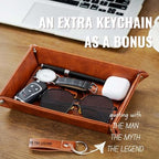 INNObeta Initial Valet Tray, Desktop Storage Organizer, PU Leather Bedside Tray Key Coin Holder, Personalised Gifts for Men, Birthday, Christmas, Letter J - color: Initial J