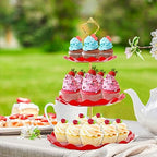 BACUTHY 3 Tier Cupcake Stand Holder, Plastic Cup Cake Stand Tower with Tiered Serving Tray for Cupcakes, Donuts, Fruits and More, Red - color: Red