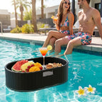 Devoko Floating Pool Tray Large PE Rattan Pool Serving Bar, Luxury Pool Floating Table with Handles for Pool Party, Hot Tub & Beach (Black) - color: Black, size: Medium