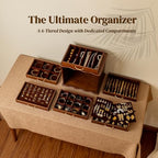 KINTNESS Black Walnut Wooden Jewelry Box - 6 Drawers Solid Wood Large Jewelry Organizer with Secret Compartment for Women Girls, Jewelry for Bracelet, Necklace, Ring, Earring - style: 6-Drawer Design