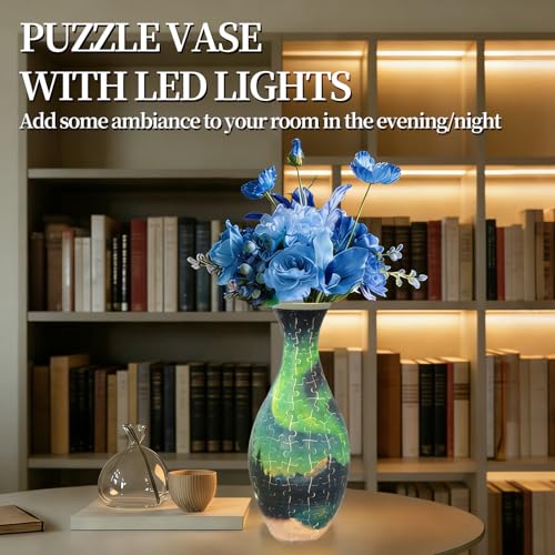 3D Puzzles Vase for Adults, Crafts for Adults, 160 Pieces Plastic DIY Unique Flower Vase with LED Light House Warming Gift Birthday Gifts for Flower Arrangements and Home Decor (Night Light) - color: Night Light