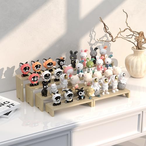 2 Set Large Wooden Tiered Riser Display Stands for Vendor Events,Stackable Perfume Organizer Cologne Stand for Men Women,Wooden Cupcake Dessert Stand,Wood Dessert Table Display Set,Food Display Risers for Party（12-11.2-10.4-9.6IN）