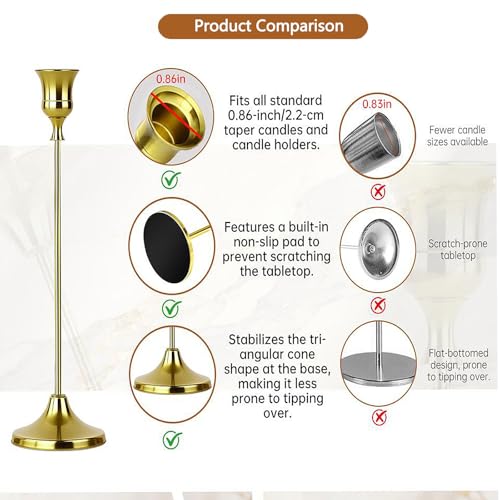 1 Sets Candle Holder Gold Candlestick Holders - HearthLume Vintage Modern Metal Taper Candle Holders, Decorative Centerpiece for Table Mantel, Wedding Kitchen Home Decor, Wedding Gift,3Pcs - color: Gold, size: 3pcs