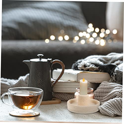 Ipetboom Modern Minimalist Ceramic Taper Candlestick Holder for Home Decor Stable Desktop Candle Holder for Living Bedroom Study Beige Centerpiece for Wedding and Festive Table Decoration