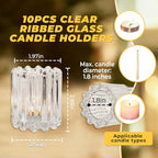 10Pcs Clear Glass Candle Holders - Decorative Ribbed Votive Candle Holders for Warm Glow, Tealight Candle Holder for Wedding Centerpieces Dinner Party Table Decor (for Candles Under 1.8")