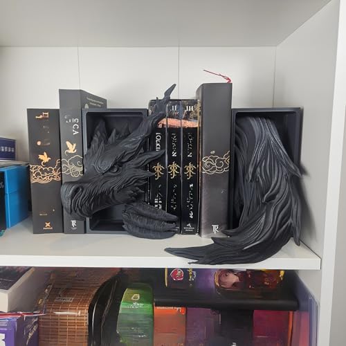Dragons Awakening Book End – Fantasy Book Nook Insert for Dragon Readers – Unique Home Decor for Bookshelves & Libraries (Head and Tail - Shadow Dragon) - color: Head and Tail - Shadow Dragon