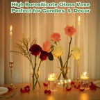 12pcs Clear Glass Cylinder Vases, 4, 6, 7.5, 10 Inch Tall Cylinder Vases for Centerpieces,Glass Flower Vase Hurricane Floating Candle Holder Vase for Wedding, Table Shelf, Party,Home Decor,Gift