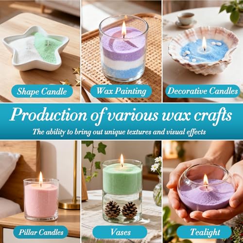 Sukh Candle Sand and Wicks - 430G(0.94lb) Sand Candles with Wicks Green, White, Pink, Blue, Purple Refillable Candle for Weddings, Parties - color: Mixed Colours 2