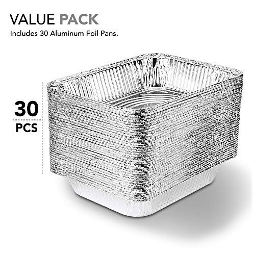 Aluminum Pans 9x13 Disposable Foil Pans (30 Pack) - Half Size Steam Table Deep Trays - Tin Foil Pans Great for Cooking, Heating, Storing, Prepping Food, Stock Your Home - size: 30 Pack