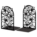 Peacoblue Metal Bookends for Shelves, Modern Decorative Heavy Duty Study Book Support Stoppers for Office, Desk, Shelf, Room 5.3"x4.3"x7.9" Cast Iron Simple Tall Bookends, 1 Pair (Lily Flower) - style: Lily Flower