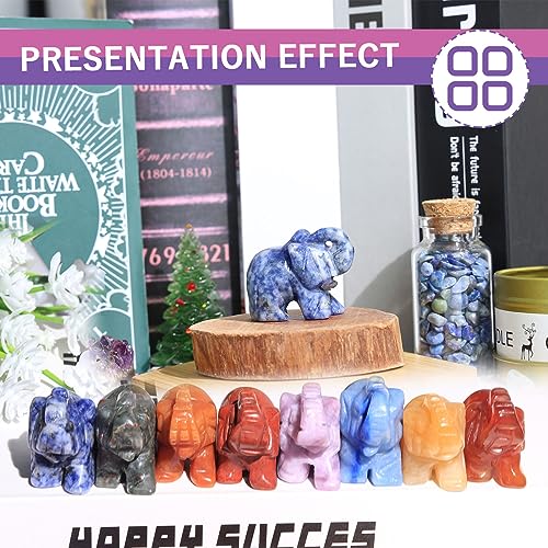 QINJIEJIE Blue White Sodalite Crystals Elephant Decor Cute Desk Polished Stones Figurine Natural Gemstones Luck Decoration Home Room Office Pocket Hippie Elephant Meditation Gift for Women - color: Blue White Sodalite