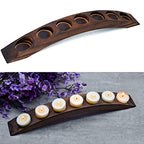 Long Wooden Bridge Tealight Candle Holder, 7 Holes - Candle Centerpieces for Tables - Rustic Wooden Color - color: Rustic Wooden Color