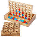 Glintoper Tic Tac Toe & 4 in a Row Tables Game Set, Classic Board Line Up 4 for Living Room Rustic Table Decor and Use as Game Top Wood Guest Room Decor Strategy Board Games for Families - style: Tic Tac Toe & 4 in a Row