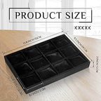 Henoyso 2 Pieces 12 Grid Velvet Watch Tray Jewelry Organizer Stackable Watch Bracelet Bangle Display Holder Adjustable Pillow(Black) - color: Black, size: 12 Grid