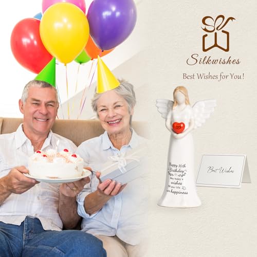 70th Birthday Gifts for Women, Happy 70th Birthday Gifts for Mom, Grandma, Aunt, Mother-in-Law, Friend, Ceramic Angel Figurine - color: Sy0223