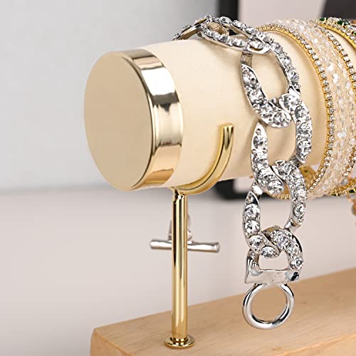 Bracelet Display Holder Bangle Storage Single Tier T-bar Stand Towers for Jewelry Wrist Watch Organization, White