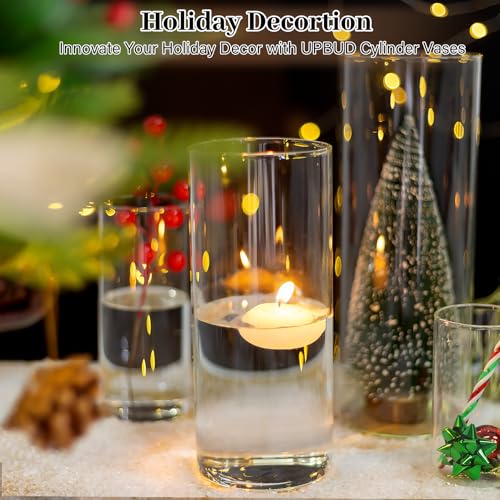 16 PCS Clear Cylinder Vases for Centerpieces | 4, 6, 8,10 Inch Tall Flower Vase for Wedding Decorations, Clear Floating Candle Vases in Bulk, Hurricane Candle Holdersfor Table, Home Décor - color: 16 Pack(4, 6, 8,10 Inch)