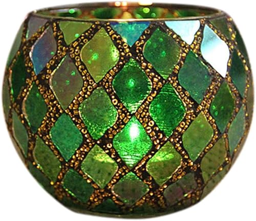 Votive Candle Holder Tea Lights - Glass Candle Holders, Mosaic Tealight Candle Holder, Candle Jar Cup for Wedding Centerpiece Party Table Decorations, Valentines Day Decor - color: A - Noble Green