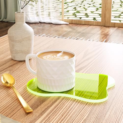 Acrylic Coaster for Desk, Clear Bar Drink Coaster, Clear Cloud Shape Coffee Cup Coaster, Perfect for Tabletop Protection and Accessories Display. - color: Fluorescent Green