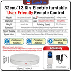 12.6Inch/350lbs Capacity Large Rotating Platform,Remote Rotating Display Stand ,Electric Motorized Turntable,Photography Turntable,Heavy Duty Rotating Platform for Photography,3D Scanner,Exhibition - size: 12.6inch/White/350Lbs Load