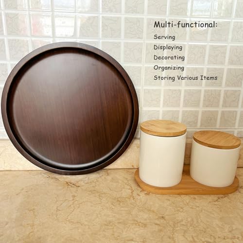 Wood Vanity Tray, Bathroom Counter Solid Walnut Organizer, Toilet Tank Top Wooden Serving Plate for Dinner Tea Coffee (Natural Walnut Color, 9.8 x 9.8 inch) - color: Natural Walnut Color, size: 9.8" x 9.8" x 0.8"