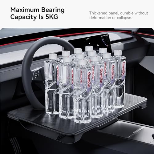 YONZEE 2-in-1 Car Steering Wheel Desk Tray & Car Seat Gap Filler Organizer – Foldable Carbon Fiber Look Table for Laptop, Eating Food, Writing – for Standard Round Steering Wheels - color: Black